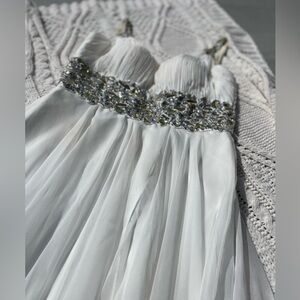 White beaded prom dress